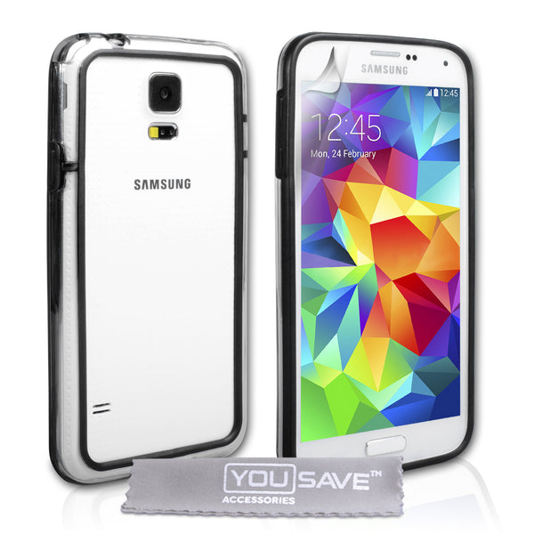 YouSave Accessories Samsung Galaxy S5 Bumper Case - Clear/Black