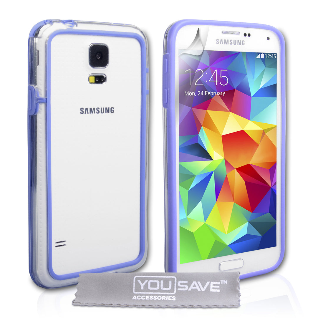 YouSave Accessories Samsung Galaxy S5 Bumper Case - Clear/Blue