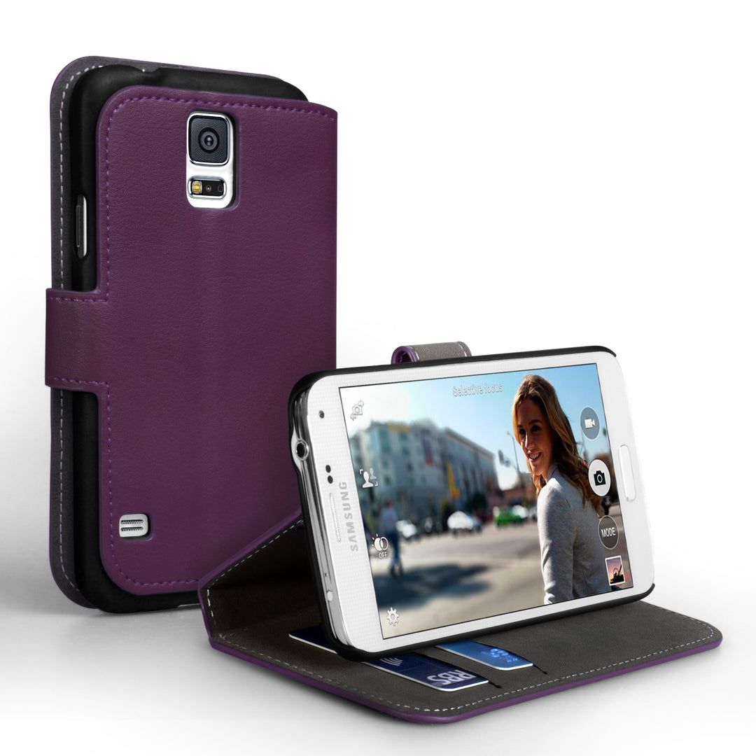 YouSave Accessories Samsung Galaxy S5 PU Wallet Stand Case – Purple