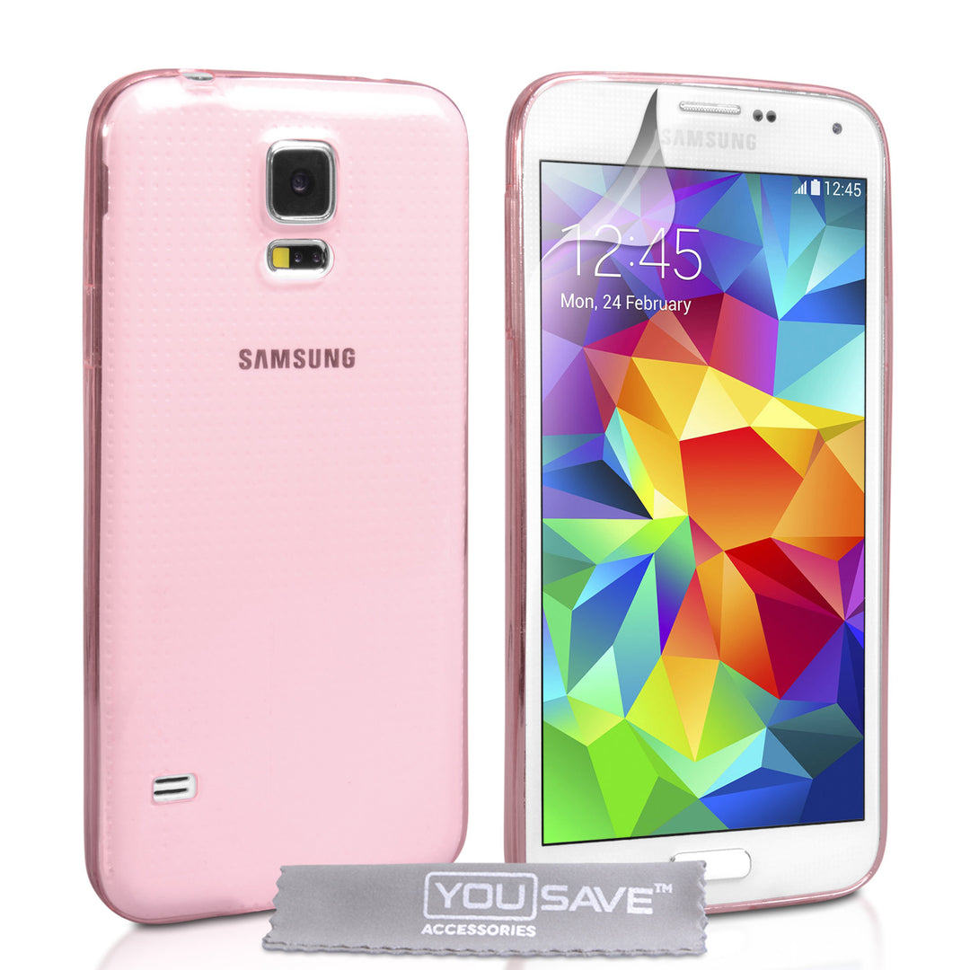 YouSave Accessories Samsung Galaxy S5 0.6mm Clear Gel Case - Pink