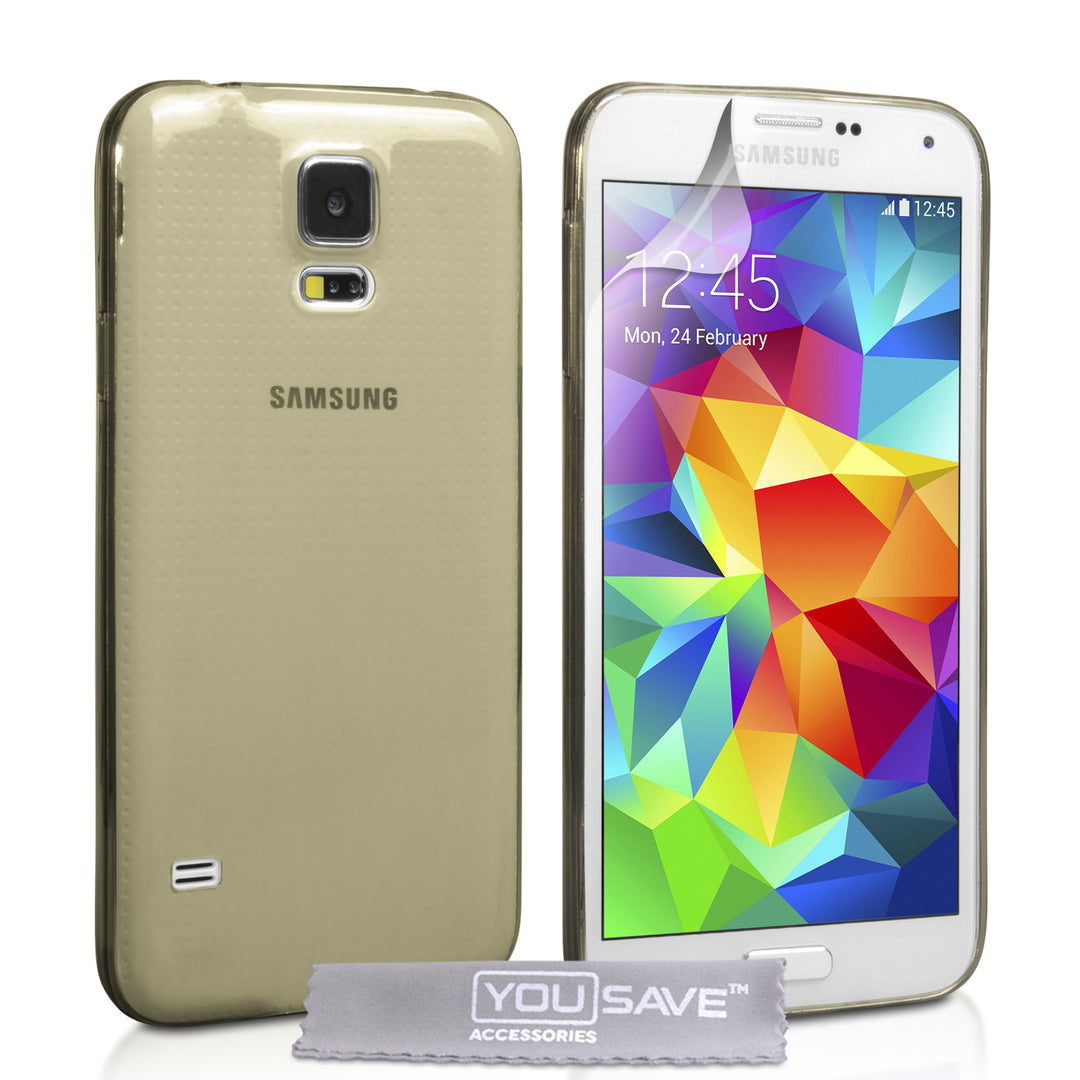 YouSave Accessories Samsung Galaxy S5 0.6mm Clear Gel Case - Grey