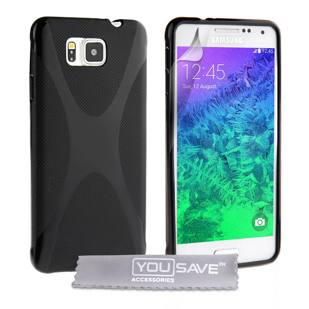 YouSave Samsung Galaxy Alpha Silicone Gel X-Line Case - Black