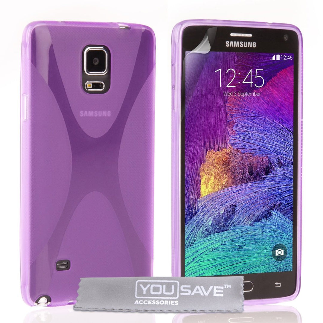 Yousave Accessories Samsung Galaxy Note 4 Silicone Gel X - Line Case - Purple - Mobile Madhouse