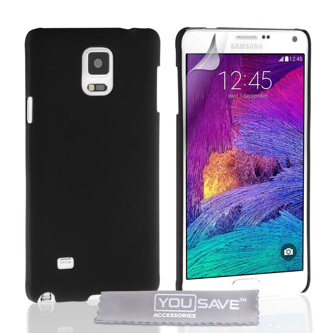 Yousave Accessories Samsung Galaxy Note 4 Hard Hybrid Case - Black - Mobile Madhouse
