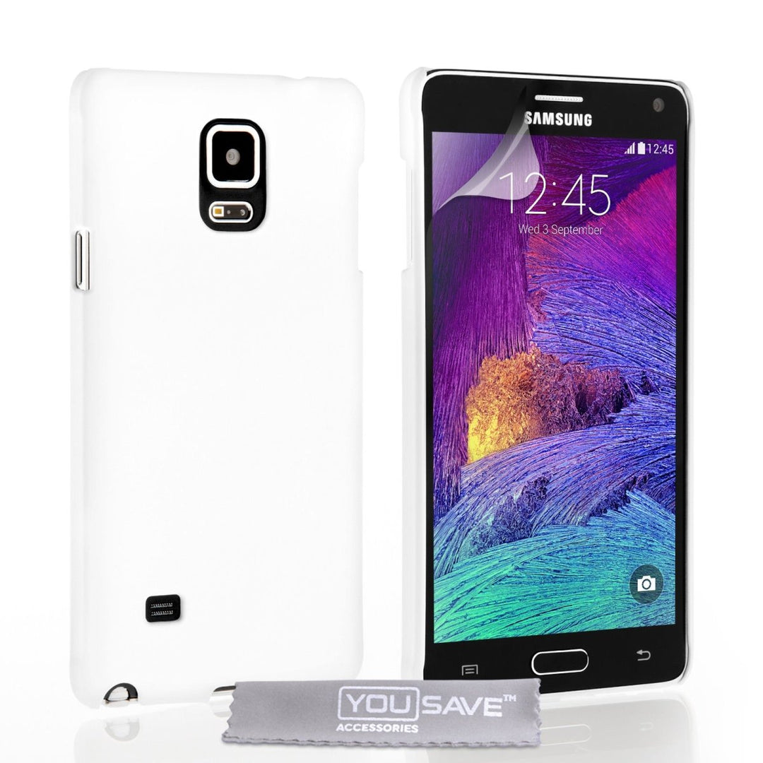 Yousave Accessories Samsung Galaxy Note 4 Hard Hybrid Case - White - Mobile Madhouse