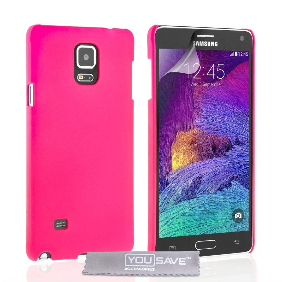 Yousave Accessories Samsung Galaxy Note 4 Hard Hybrid Case - Hot Pink - Mobile Madhouse