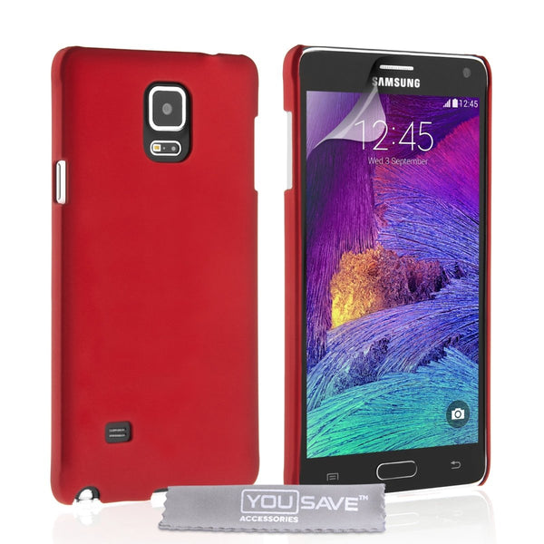 Yousave Accessories Samsung Galaxy Note 4 Hard Hybrid Case - Red - Mobile Madhouse