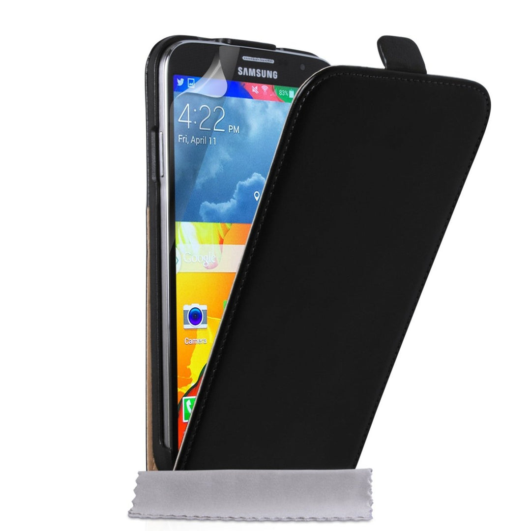 Caseflex Samsung Galaxy Note 4 Real Leather Flip Case - Black - Mobile Madhouse