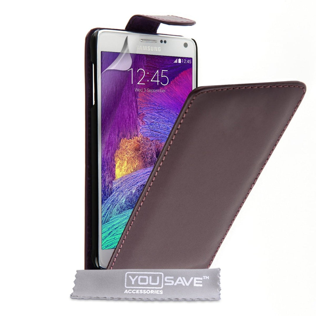 Samsung Galaxy Note 4 Leather - Effect Flip Case - Purple - Mobile Madhouse