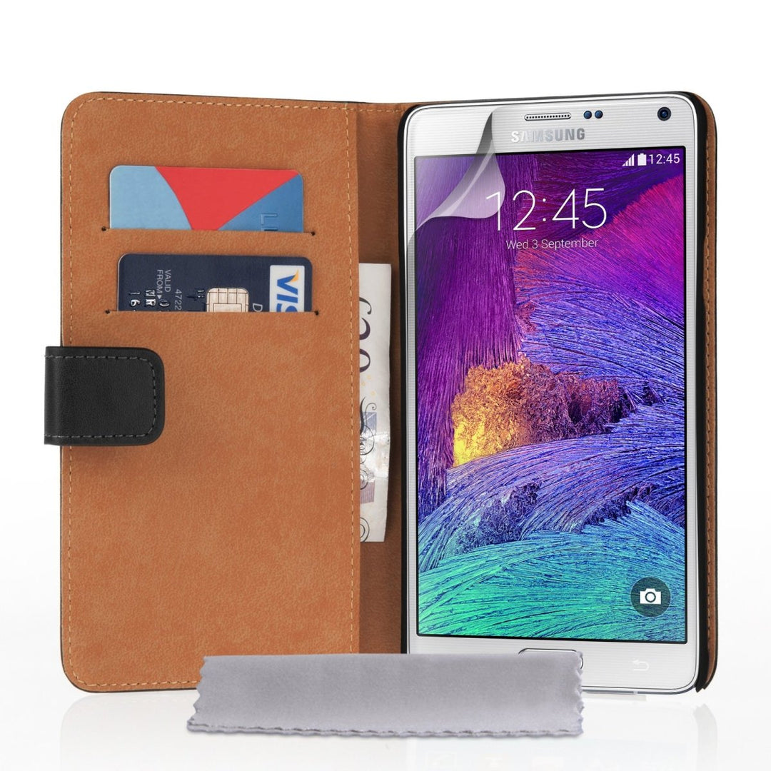 Caseflex Samsung Galaxy Note 4 Real Leather Wallet Case - Black - Mobile Madhouse