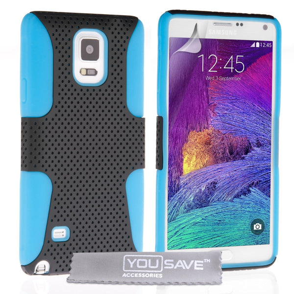 Samsung Galaxy Note 4 Tough Mesh Combo Case - Blue - Black - Mobile Madhouse
