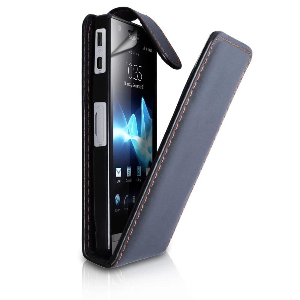 YouSave Accessories Sony Xperia P Leather-Effect Flip Case - Black