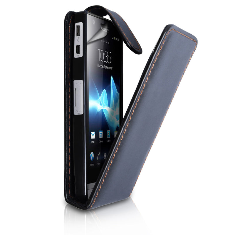 YouSave Accessories Sony Xperia P Leather-Effect Flip Case - Black