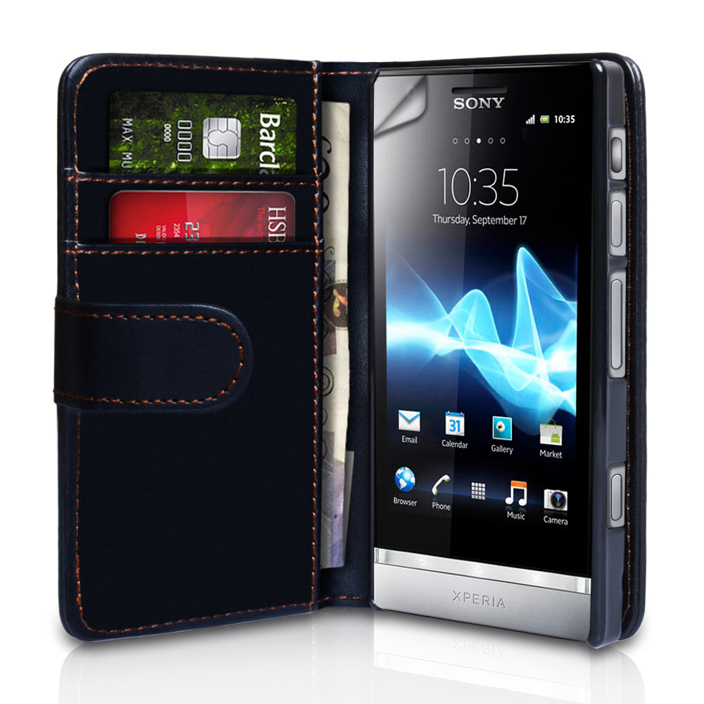 YouSave Accessories Sony Xperia P Leather-Effect Wallet Case - Black