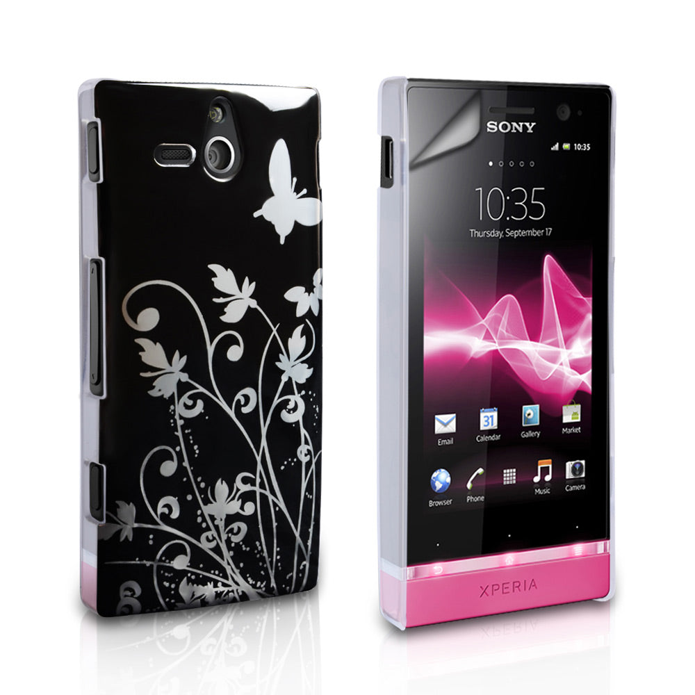 YouSave Accessories Sony Xperia U Black Butterfly IMD Hard Case