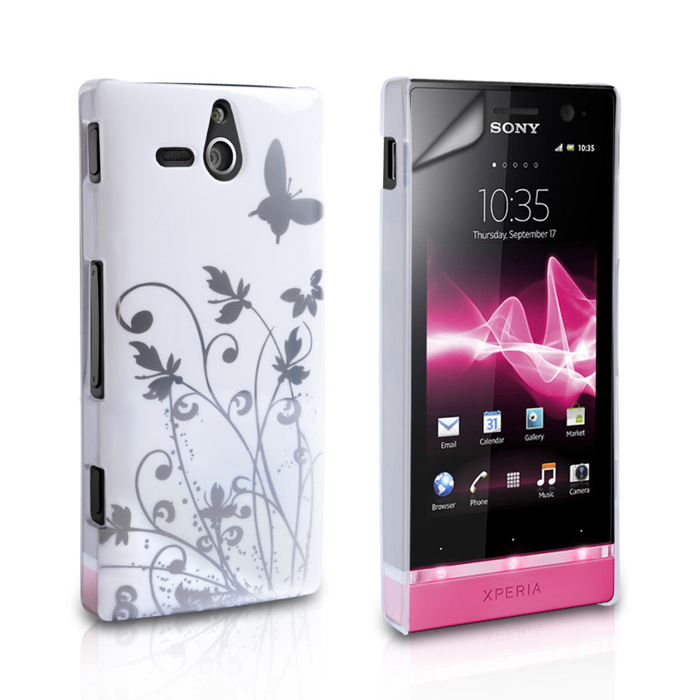 YouSave Accessories Sony Xperia U White Butterfly IMD Hard Case