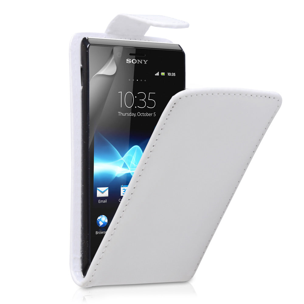 YouSave Accessories Sony Xperia J Leather Effect Flip Case - White