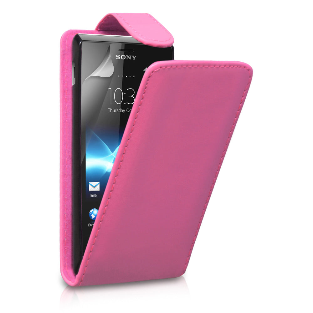 YouSave Accessories Sony Xperia J Leather Effect Flip Case - Hot Pink