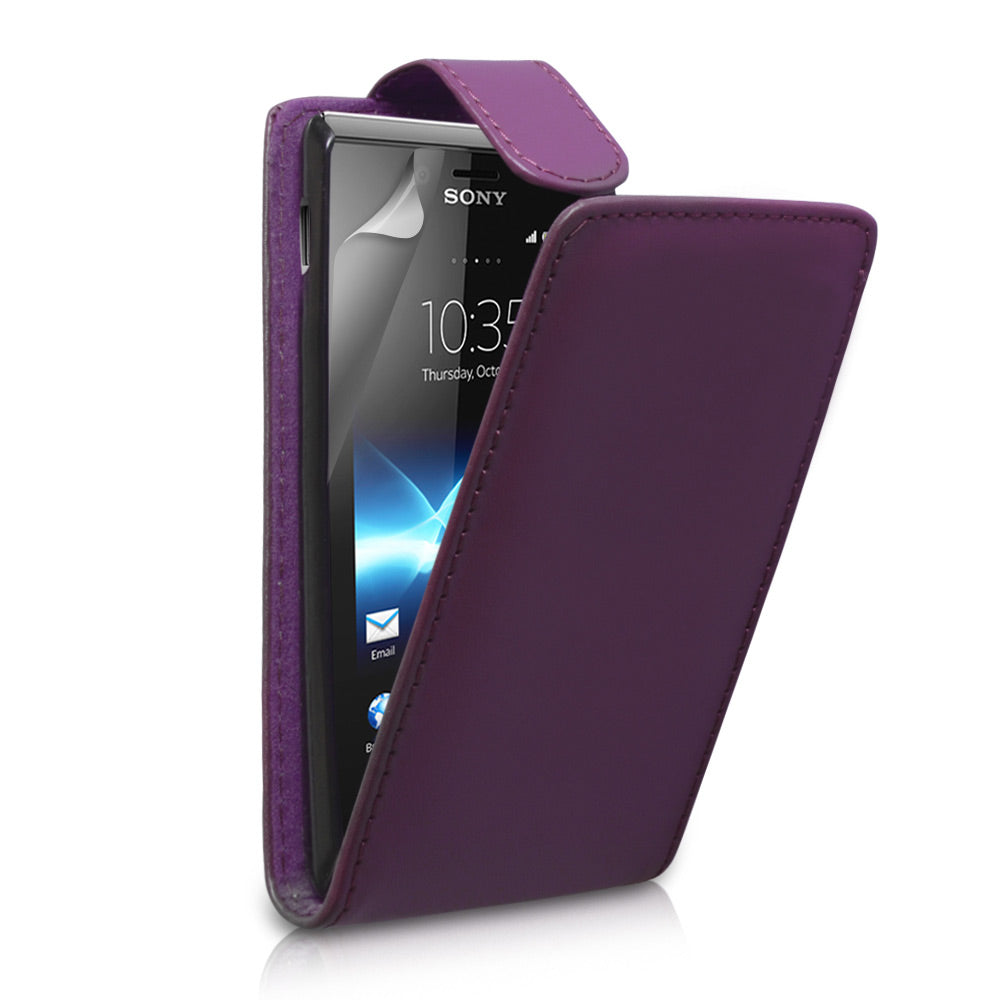 YouSave Accessories Sony Xperia J Leather Effect Flip Case - Purple