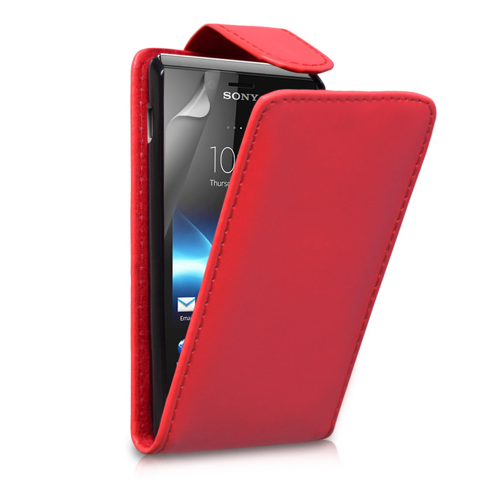 YouSave Accessories Sony Xperia J Leather Effect Flip Case - Red