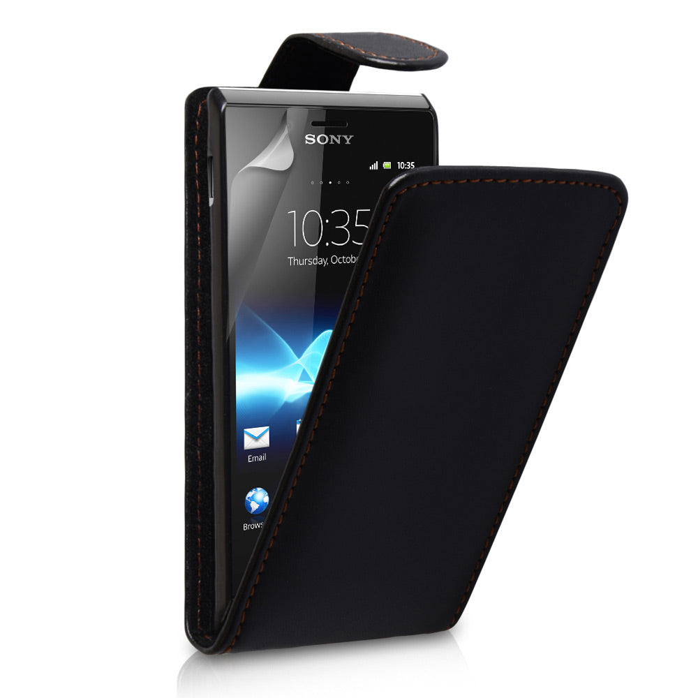 YouSave Accessories Sony Xperia J Leather Effect Flip Case - Black