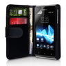 Yousave Accessories Sony Xperia J Leather-Effect Wallet Case - Black