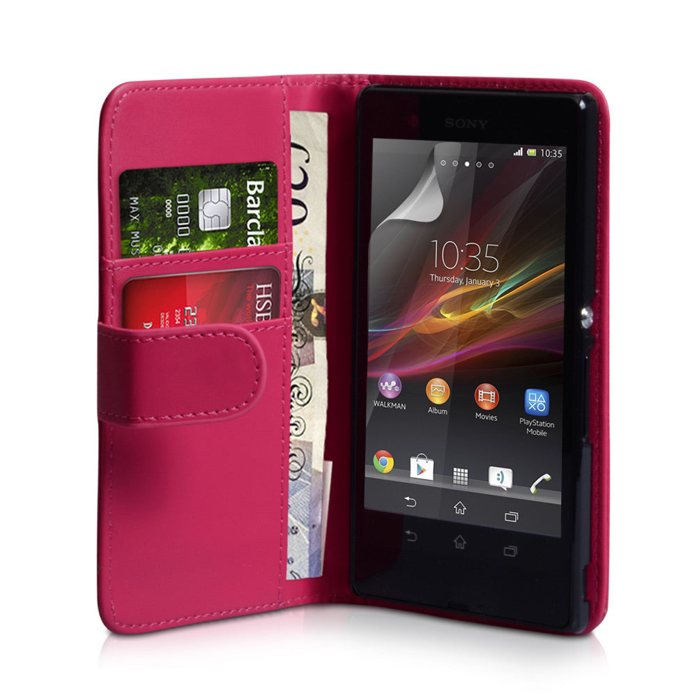 YouSave Sony Xperia Z Leather Effect Wallet Case - Hot Pink