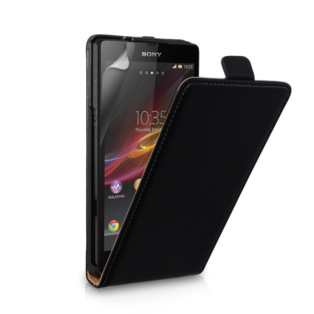 YouSave Accessories Sony Xperia Z Real Leather Flip Case - Black