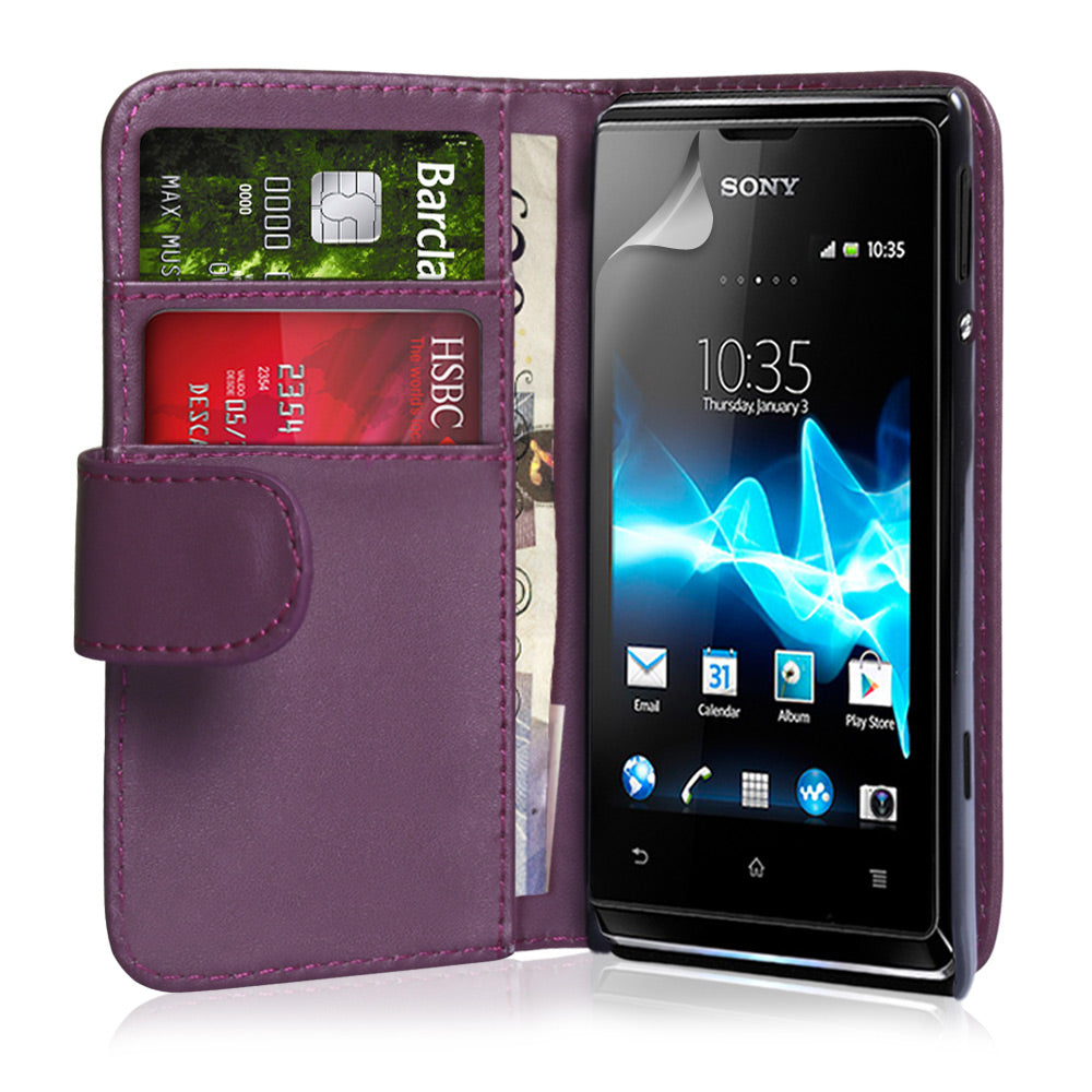 YouSave Accessories Sony Xperia E Leather Effect Wallet Case - Purple