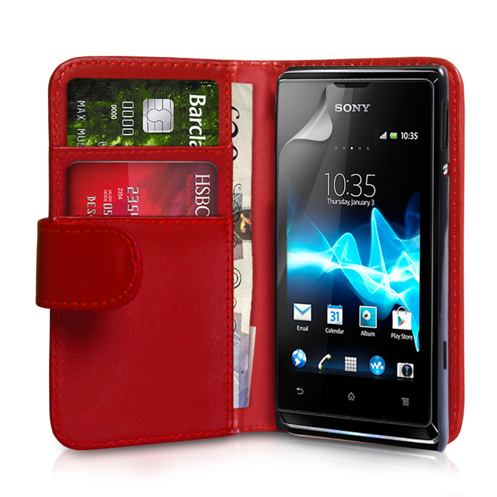 YouSave Accessories Sony Xperia E Leather Effect Wallet Case - Red