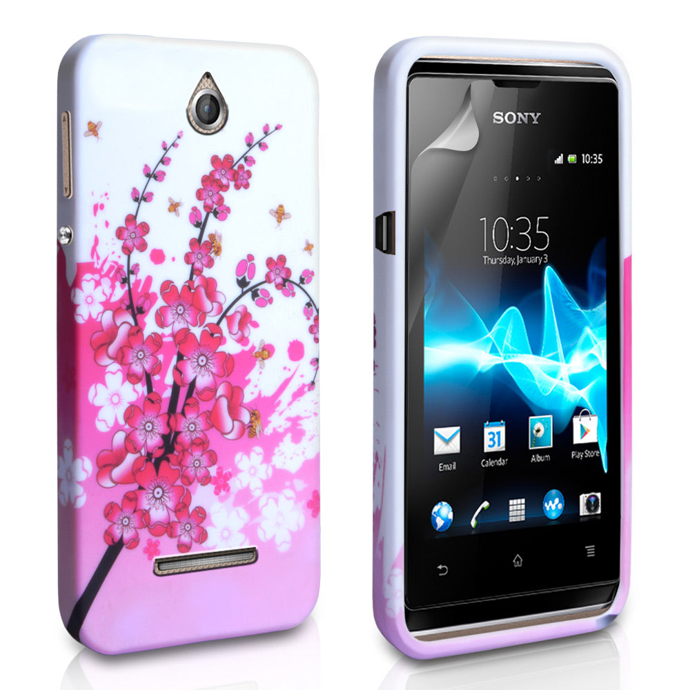 YouSave Accessories Sony Xperia E Floral Bee Silicone Gel Case