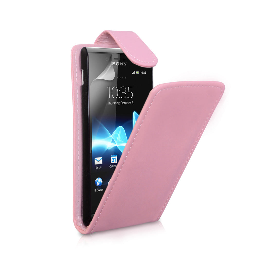 YouSave Accessories Sony Xperia J Leather Effect Flip Case - Baby Pink