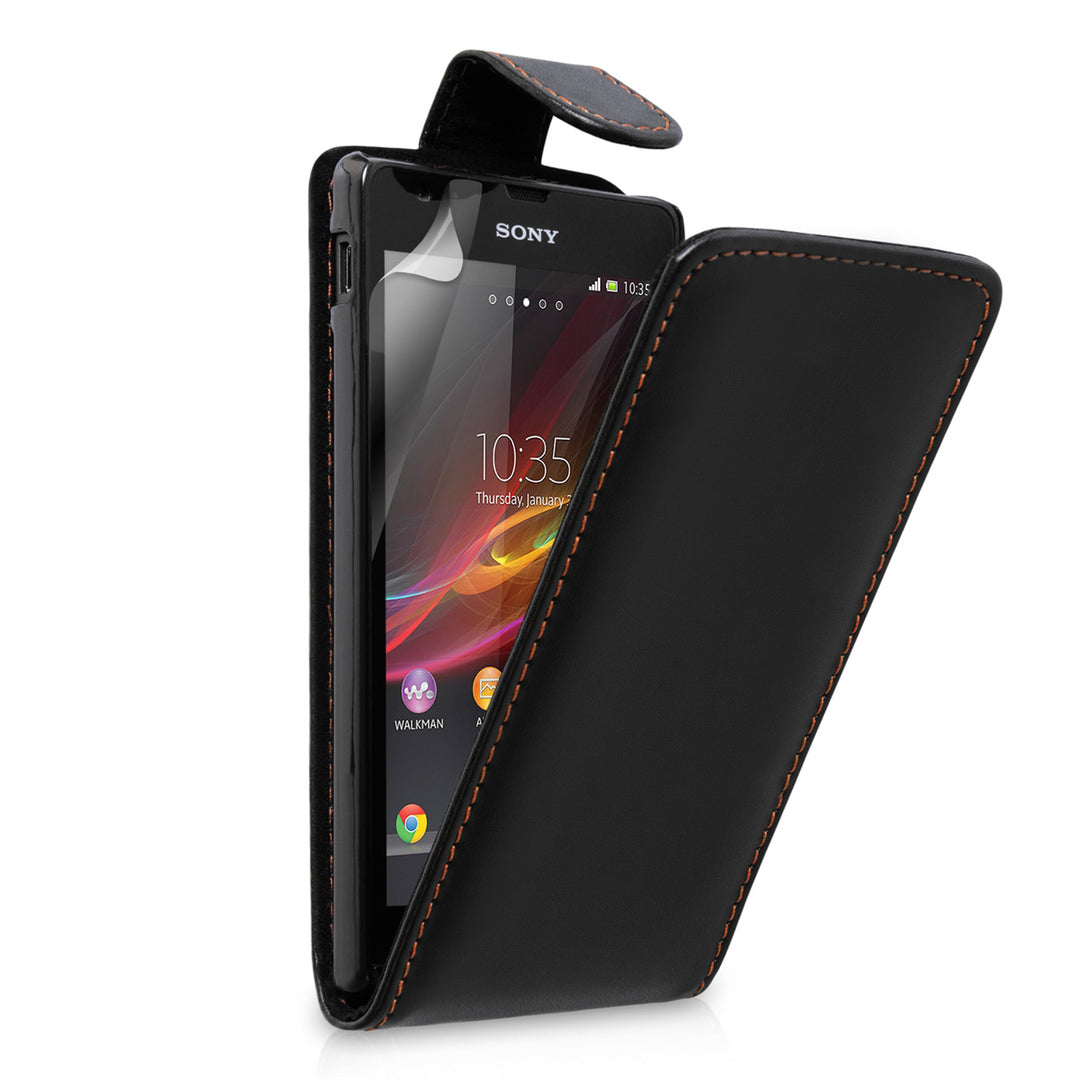 YouSave Accessories Sony Xperia SP Leather-Effect Flip Case - Black