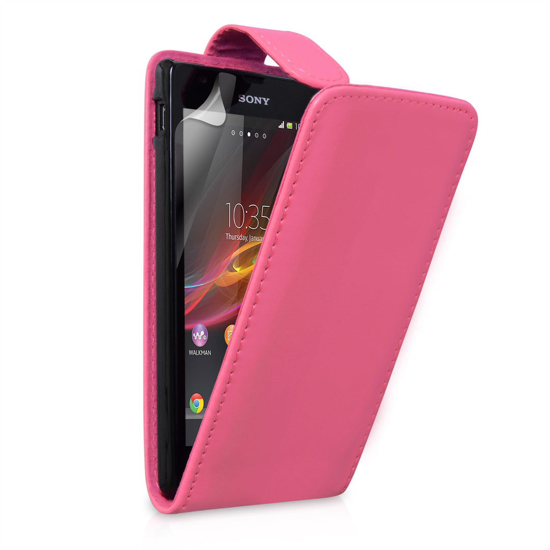 YouSave Accessories Sony Xperia SP Leather-Effect Flip Case - Hot Pink