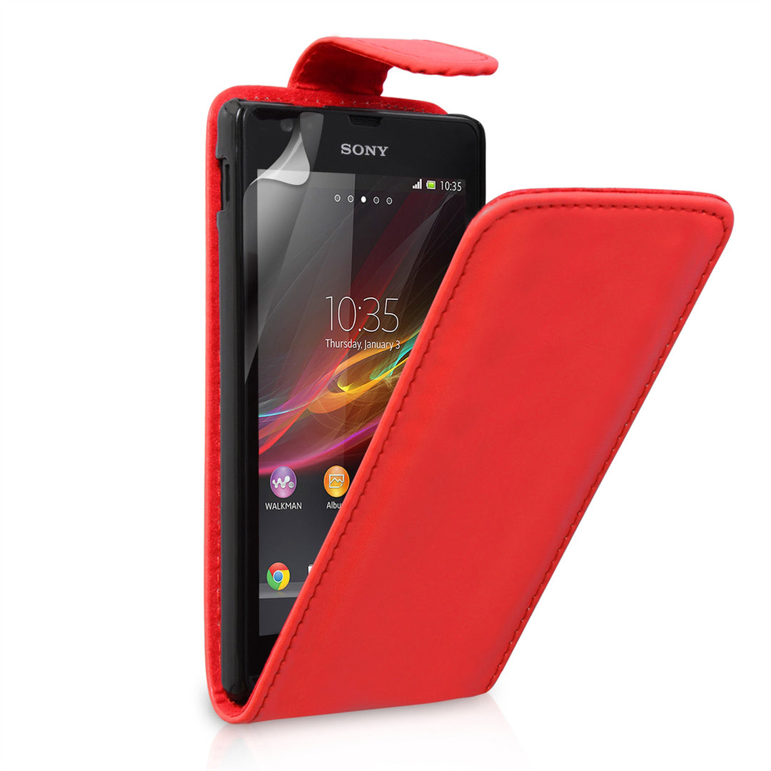 YouSave Accessories Sony Xperia SP Leather-Effect Flip Case - Red