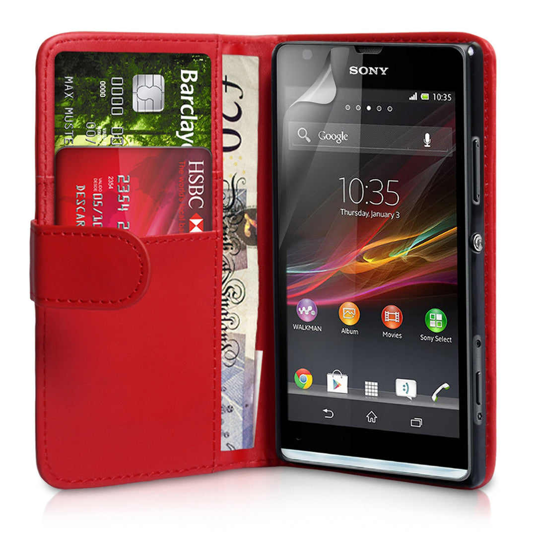 YouSave Accessories Sony Xperia SP Leather-Effect Wallet Case - Red