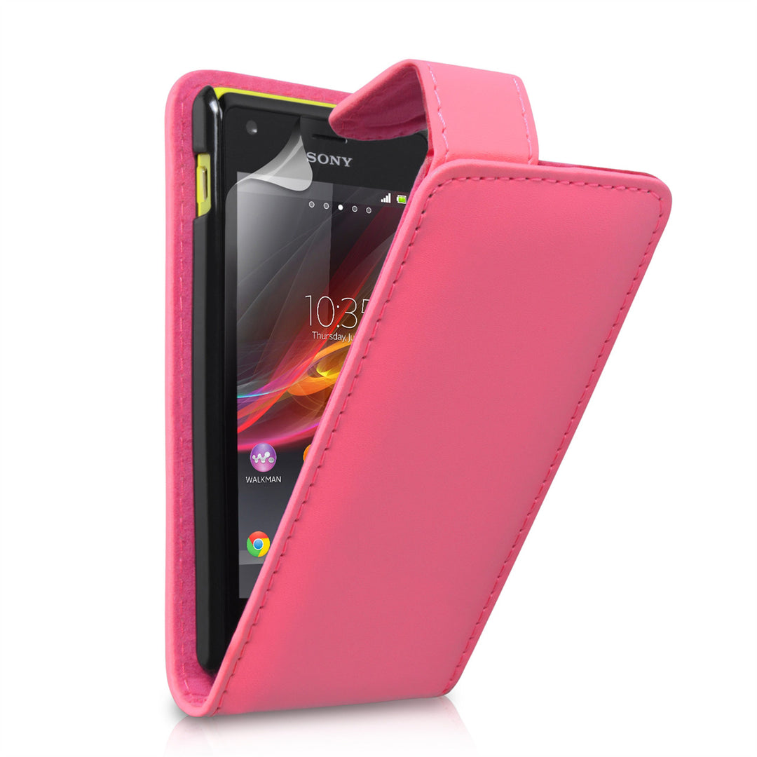 YouSave Accessories Sony Xperia M Leather Effect Flip Case - Hot Pink