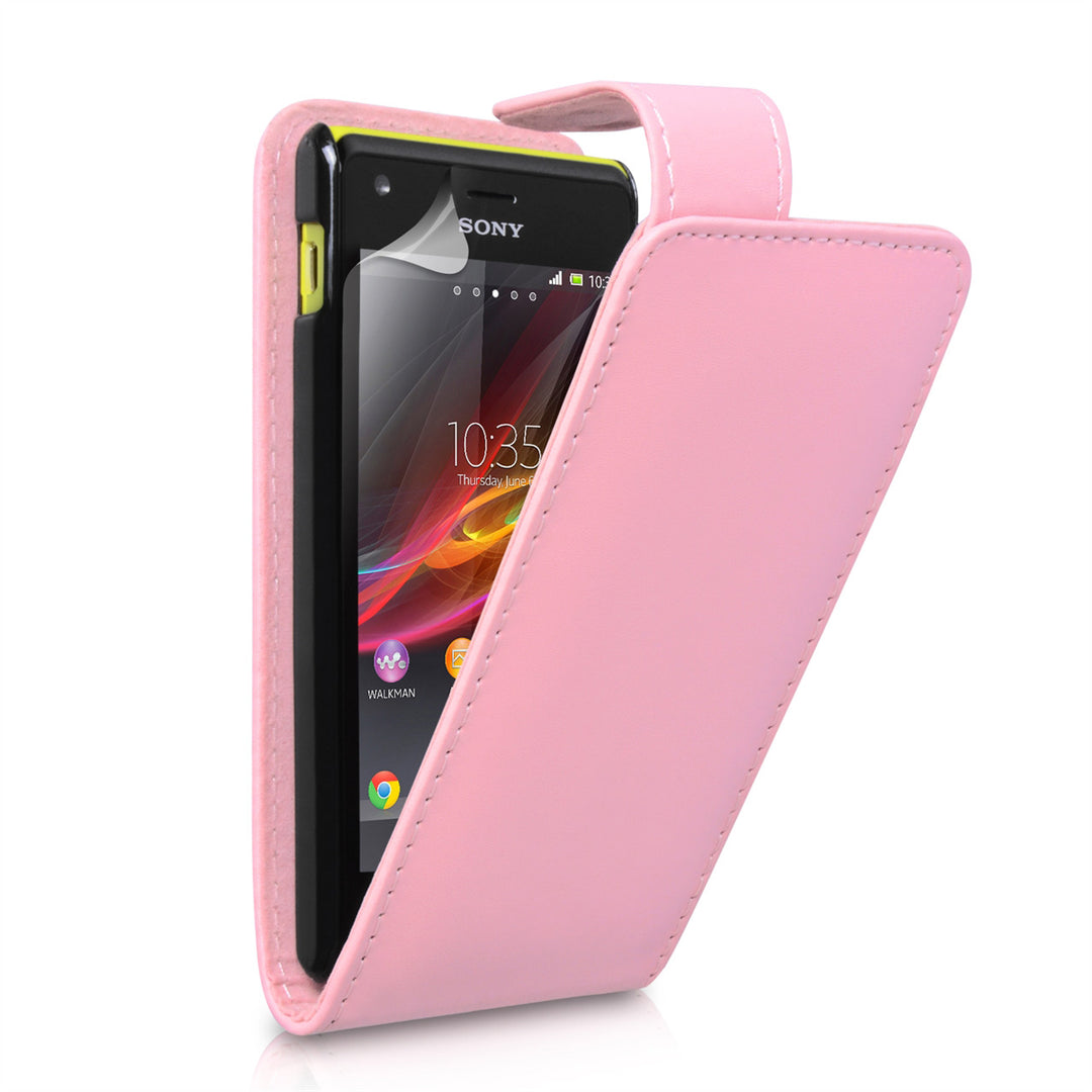 YouSave Accessories Sony Xperia M Baby Pink Leather Effect Flip Case