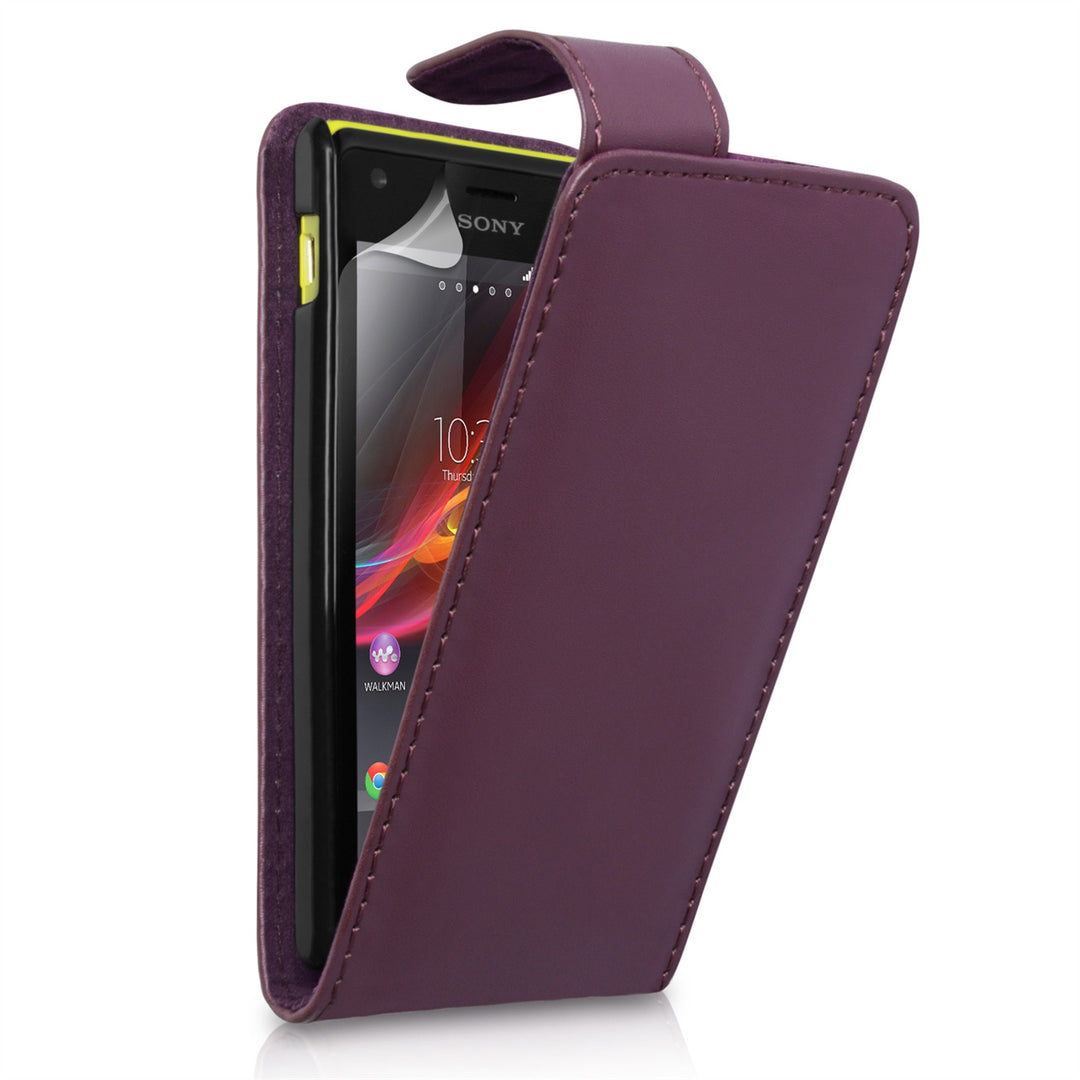 YouSave Accessories Sony Xperia M Leather Effect Flip Case - Purple