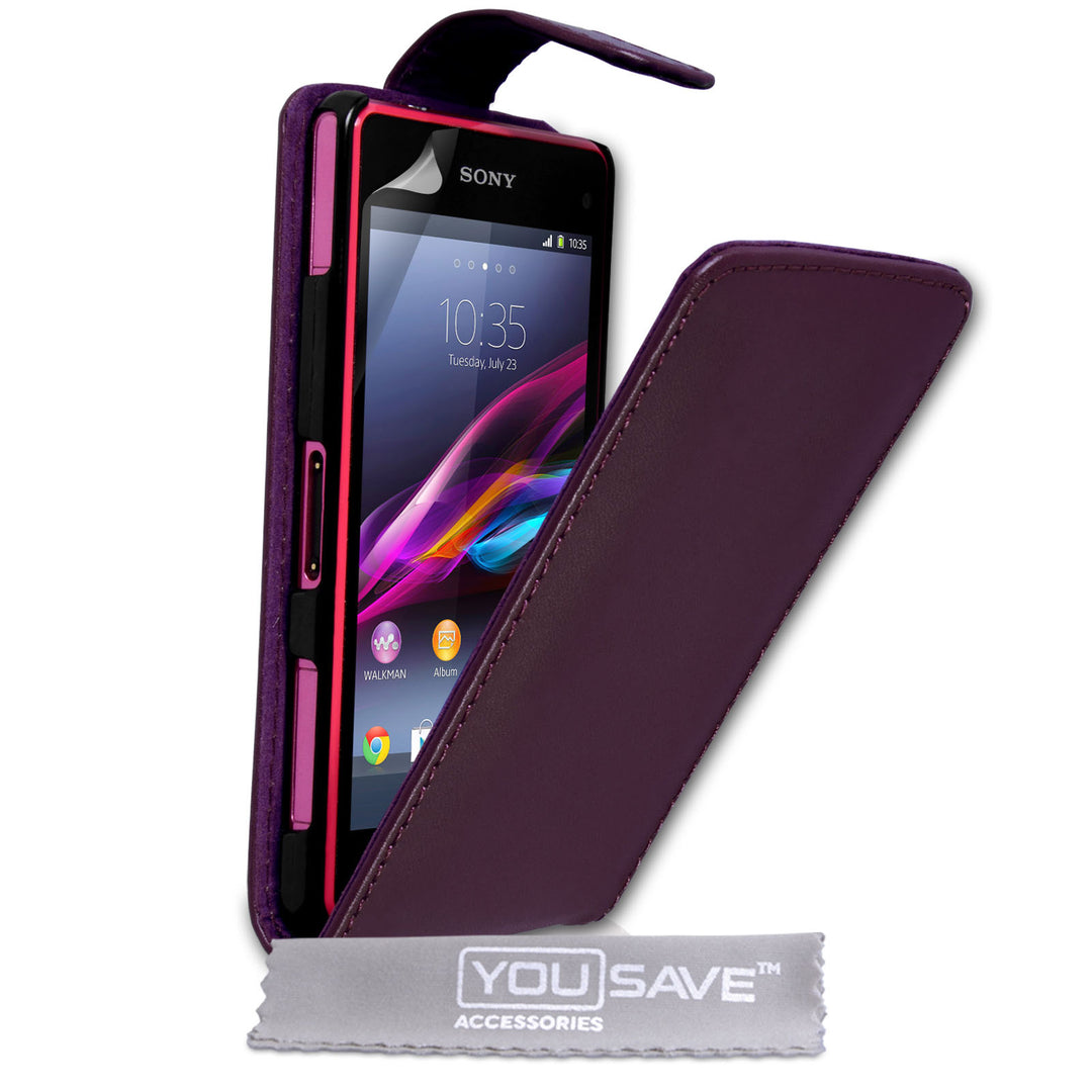 YouSave Sony Xperia Z1 Compact Leather-Effect Flip Case - Purple