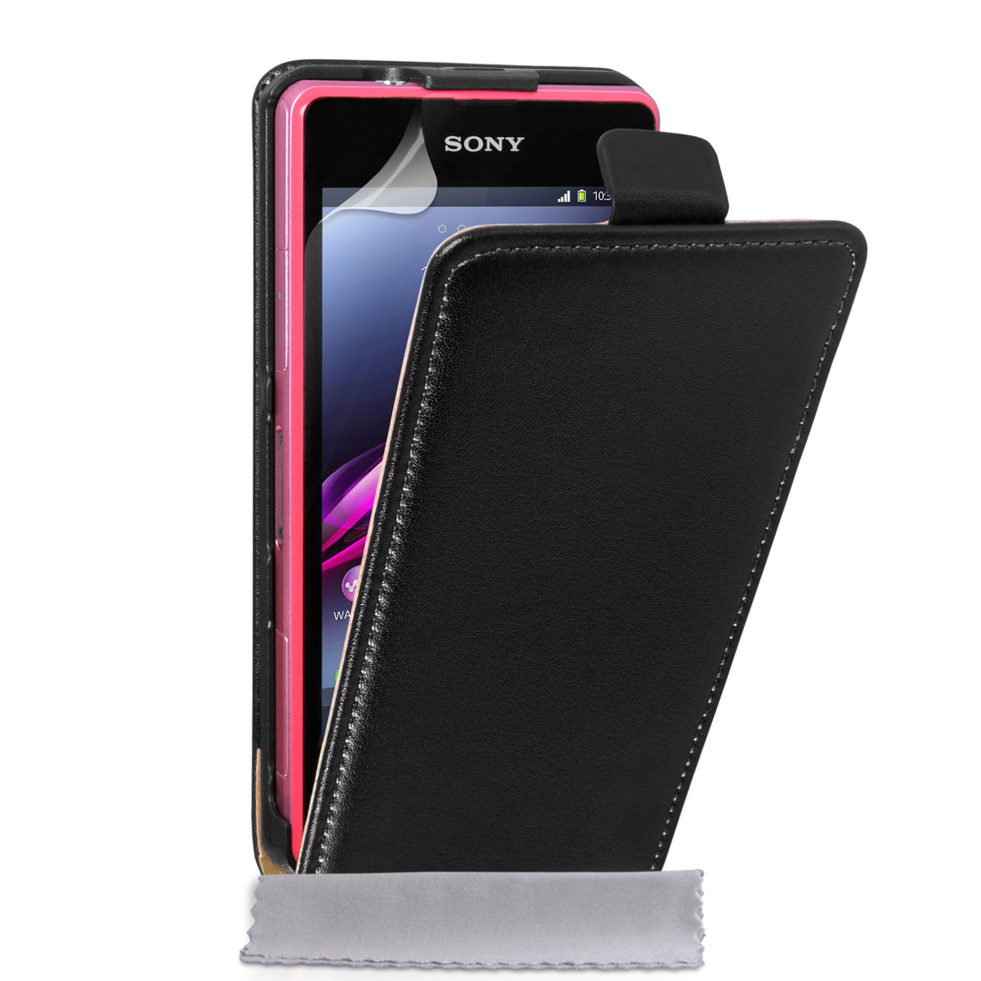 Caseflex Sony Xperia Z1 Compact Real Leather Flip Case - Black