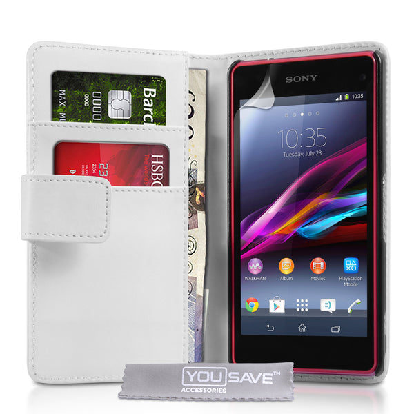 YouSave Sony Xperia Z1 Compact Leather-Effect Wallet Case - White