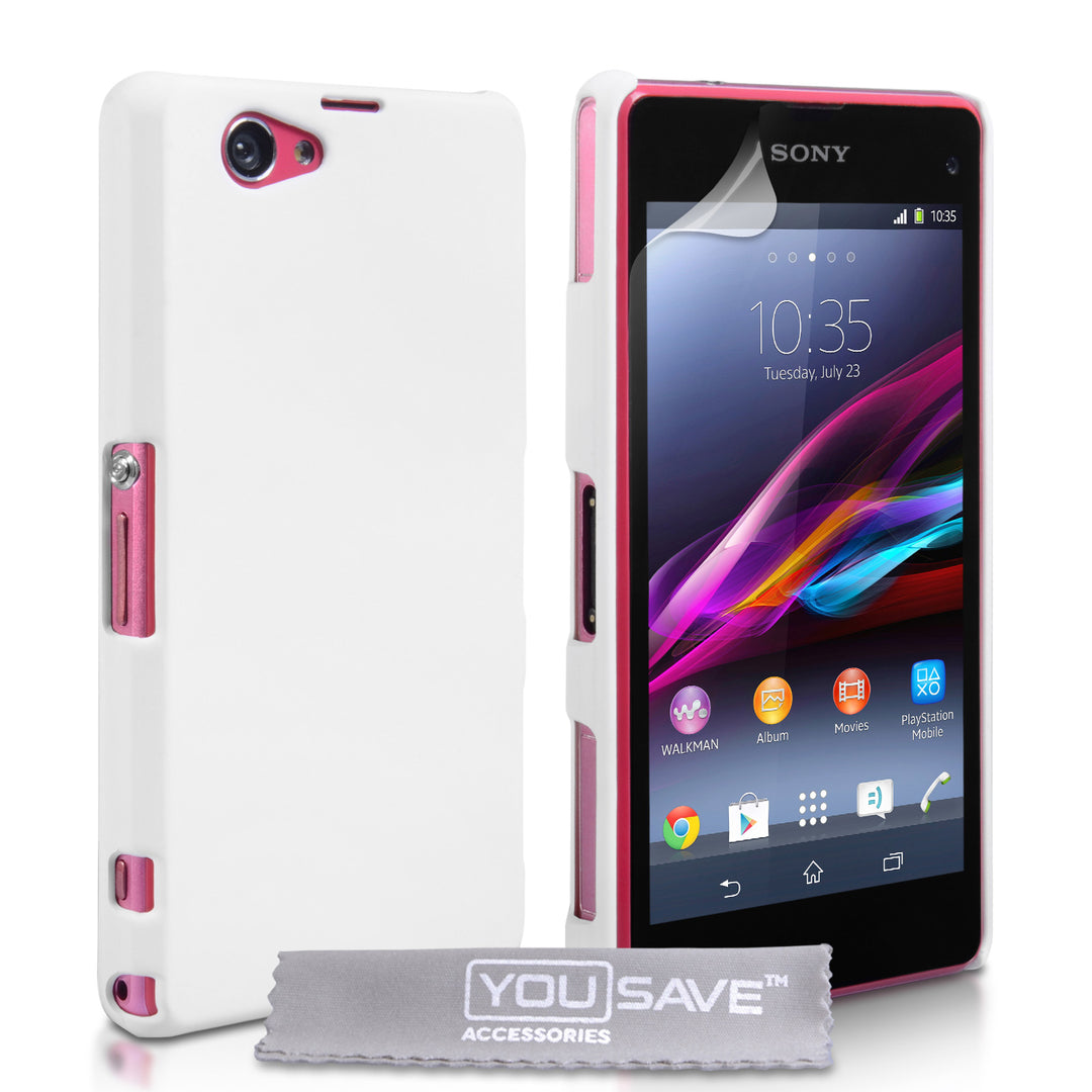 YouSave Accessories Sony Xperia Z1 Compact Hard Hybrid Case - White
