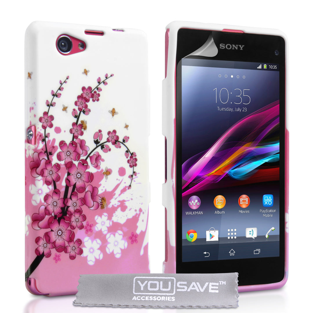 YouSave Sony Xperia Z1 Compact Floral Bee Silicone Gel Case