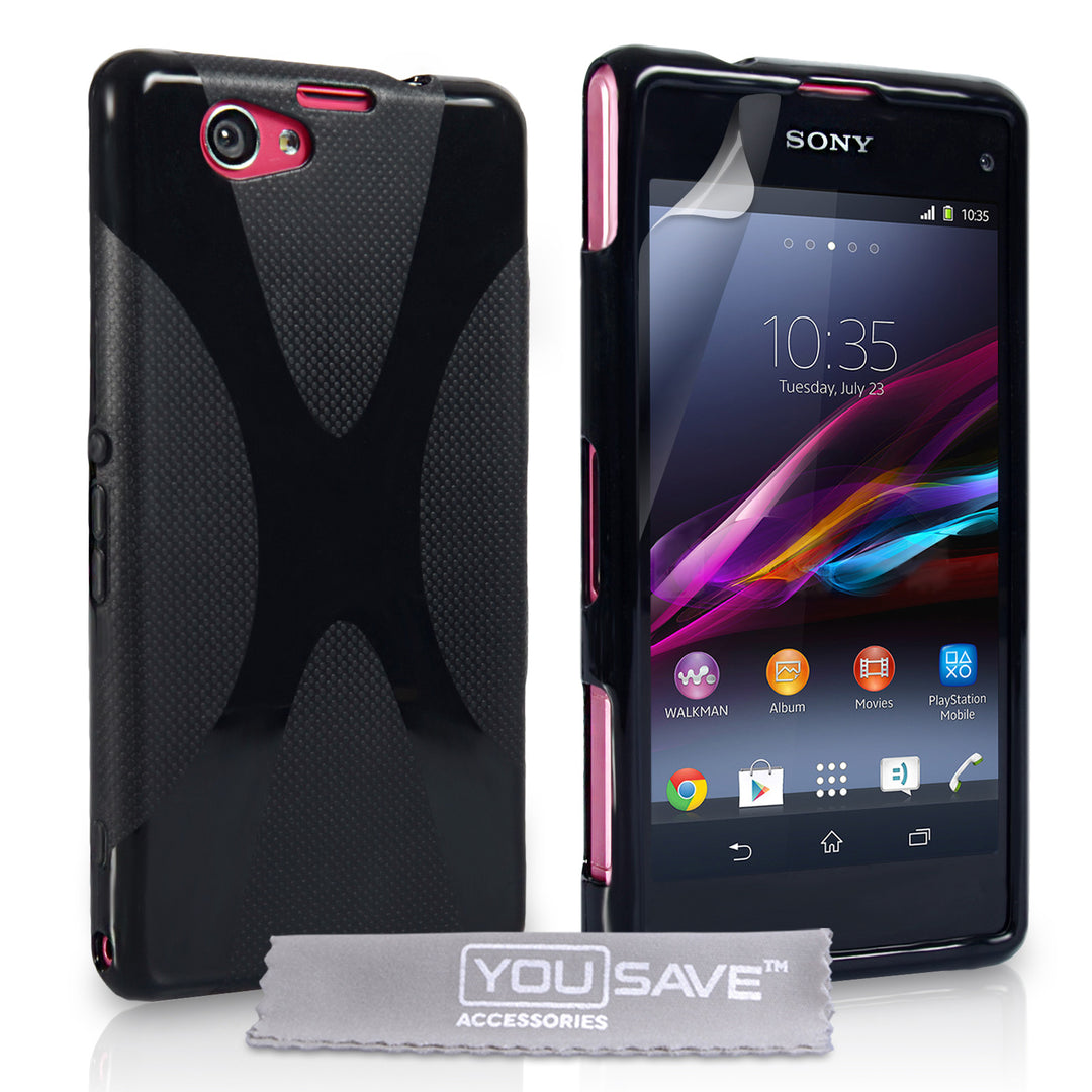 YouSave Sony Xperia Z1 Compact Silicone Gel X-Line Case - Black