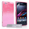 Yousave Accessories Sony Xperia Z1 Compact Raindrop Hard Case - Baby Pink-Clear