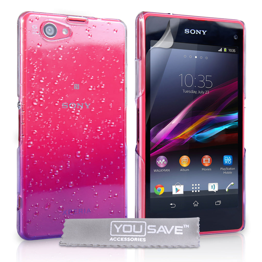 YouSave Sony Xperia Z1 Compact Raindrop Hard Case - Purple-Clear