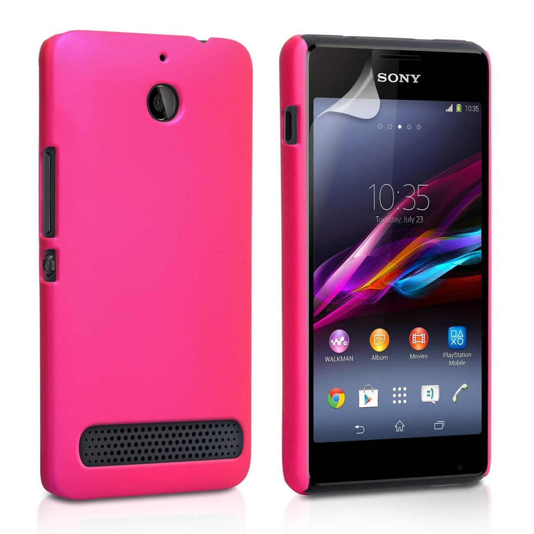 Yousave Accessories Sony Xperia E1 Hard Hybrid Case - Hot Pink - Mobile Madhouse