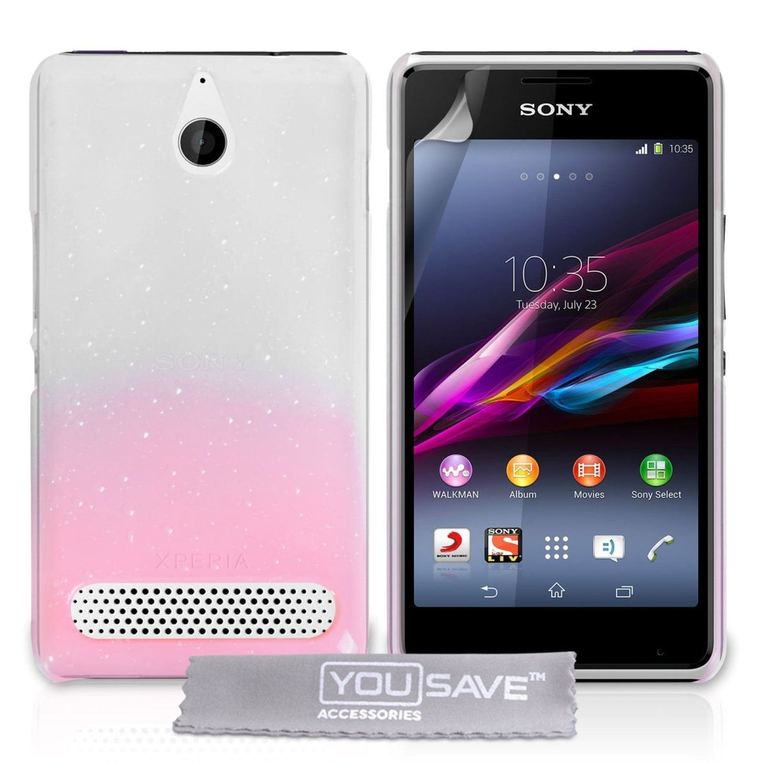 Yousave Accessories Sony Xperia E1 Raindrop Hard Case - Baby Pink - Clear - Mobile Madhouse