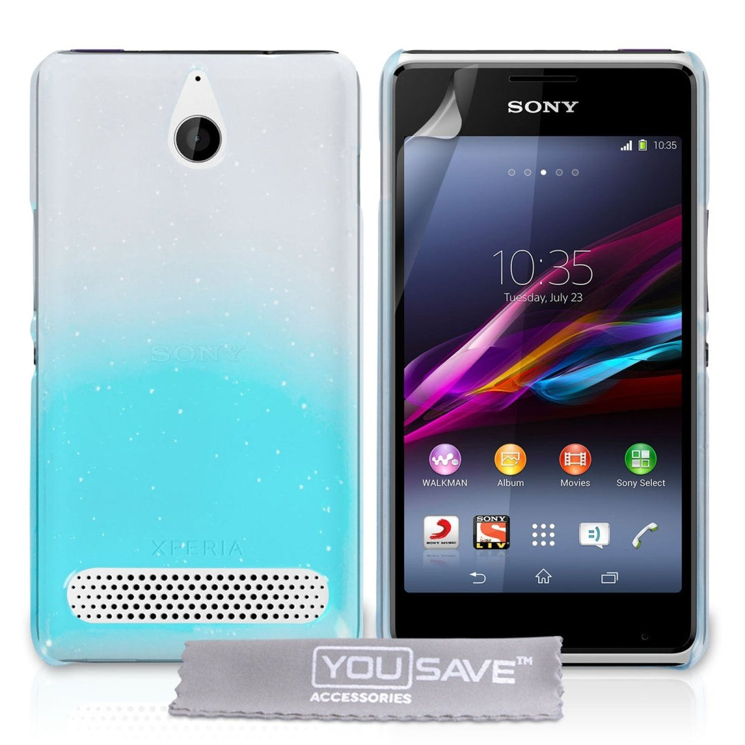 Yousave Accessories Sony Xperia E1 Raindrop Hard Case - Blue - Clear - Mobile Madhouse